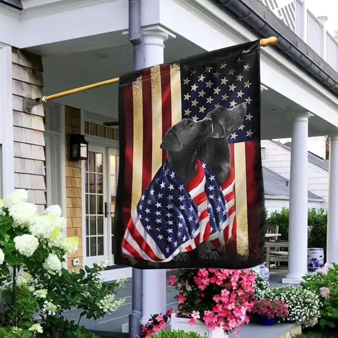 FLAGWIX Patriot American Dog Flag - Labrador Retriever Dogs Double Sided Flag - 4th of July Decorations for Home, Outside, Patriotic House Flag 30x40 Heavy Duty Canvas, Decorative Indoor Outdoor Flag by GreenHaven Gardens