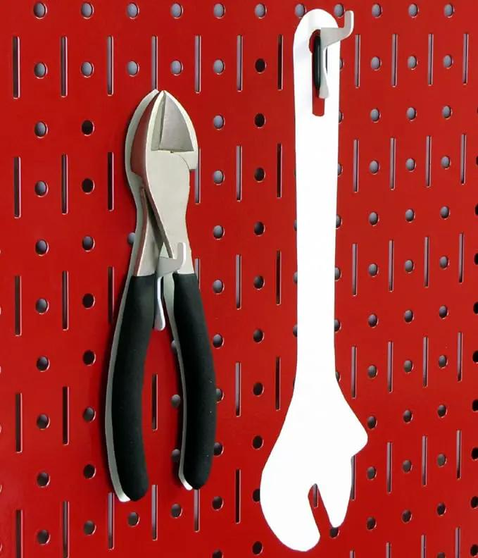 Wall Control 4 ft Metal Pegboard Standard Tool Storage Kit with Red Toolboard and White Accessories by GreenHaven Gardens