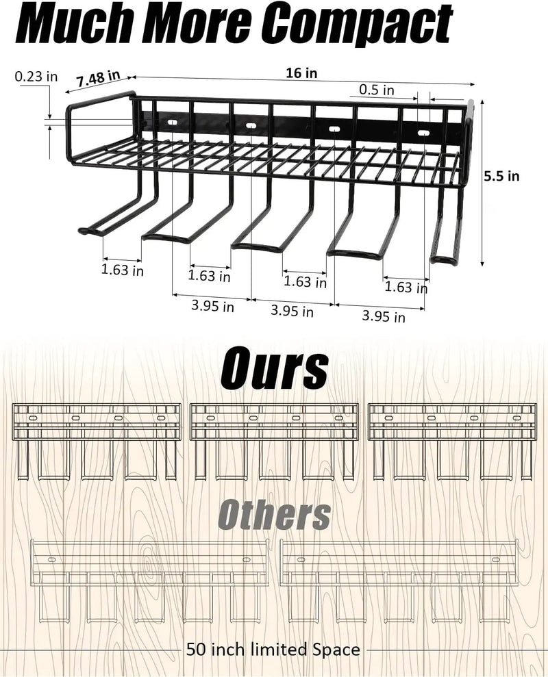Heavy Duty Tool Organizer, 16"W x 7.48"H x 5.51"D, 4 Wall Mount Anchors, 3.95" Between Slots, Sturdy Steel Construction, Ideal for Power Tools by GreenHaven Gardens