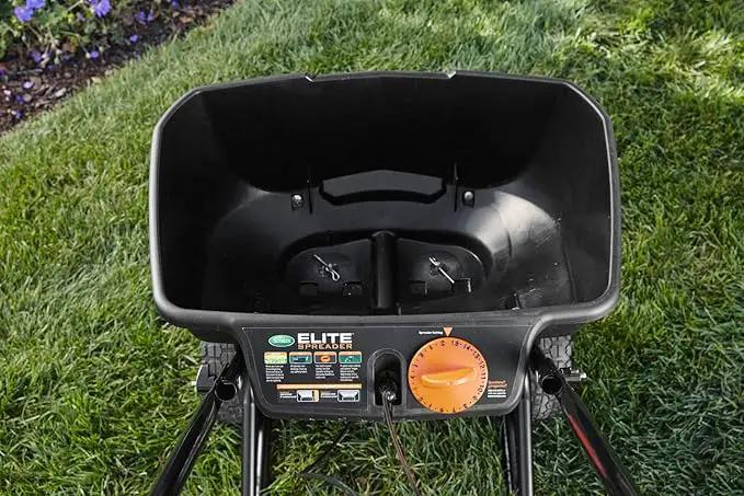 Scotts Elite Spreader for Grass Seed, Weed and Feed, Fertilizer, Salt and Ice Melt, Durable Push Spreader Holds up to 20,000 sq. ft Product by GreenHaven Gardens