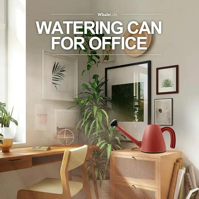 WhaleLife Indoor Watering Can for House Bonsai Plants (2.0L, Terra-Cotta Red) by GreenHaven Gardens