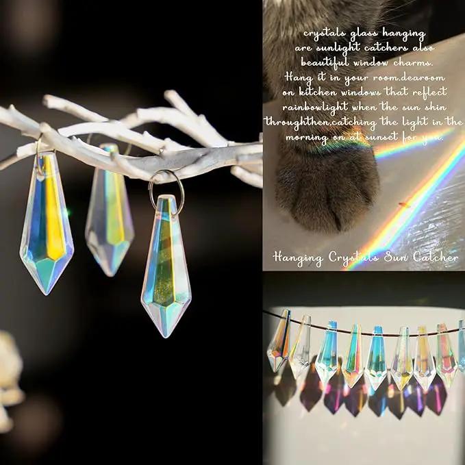 50pcs 38mm Suncatcher Crystal Icicle Prisms Pendant, Icicle Chandelier Crystals Pendants Drops Lamp Candle Holders Curtain DIY Parts Sun Catcher(AB Colors) by GreenHaven Gardens