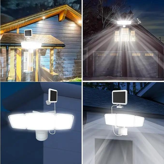 Energetic Solar Outdoor Lights, 1800LM 192 LED Security Motion Sensor Outdoor Lights with Remote Control, IP65 Waterproof Floodlight, 3 Head Motion Detected Spotlight for Garage, Pack of 2 (White) by GreenHaven Gardens