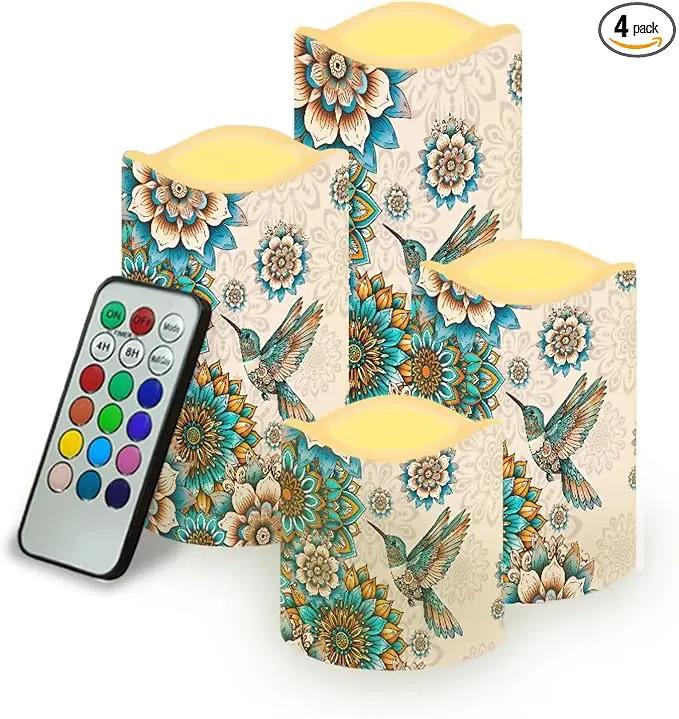 Ystardream Western Hummingbird Flameless Candles with Timer Led Candles Flickering 4 Candle Sets for Home Decor,18 Key Remote Control，Dancing Flames, True Wax, Battery Powered. by GreenHaven Gardens