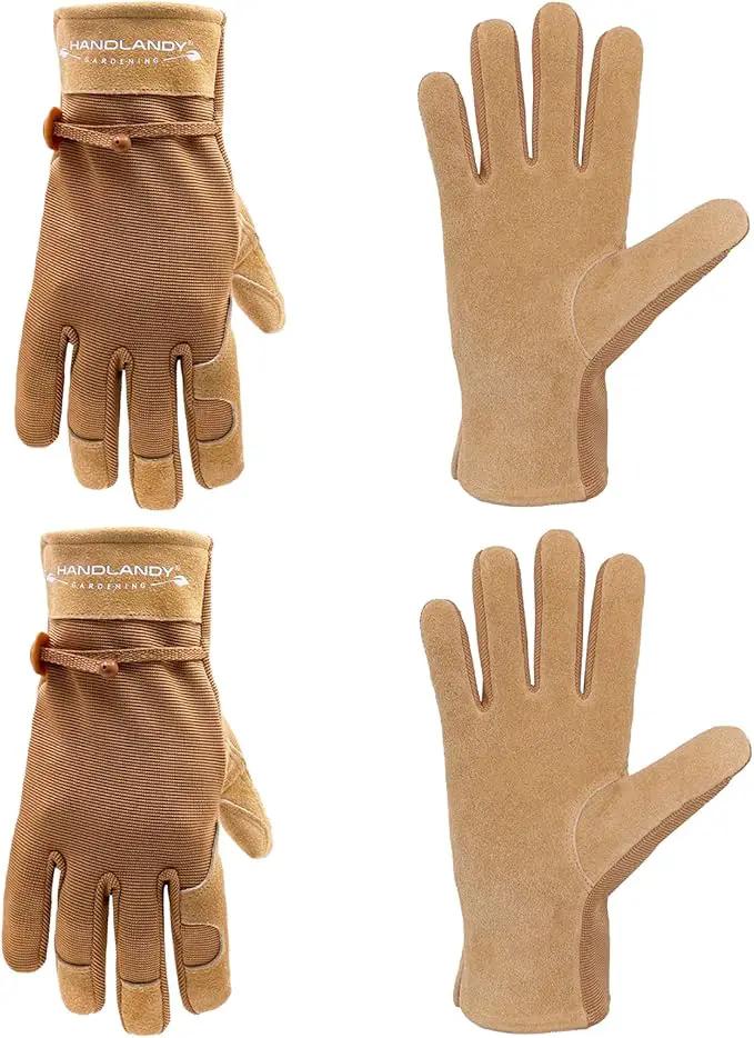 HLDD HANDLANDY Work Gloves for Women and Ladies, Leather Gardening Gloves Flexible Mechanic Working Gloves by GreenHaven Gardens