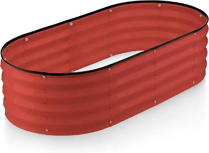 Galvanized Raised Garden Beds Outdoor // 4×2×1 ft Planter Raised Beds for Gardening, Vegetables, Flowers // Large Metal Garden Box (Red) // Patented Tool-Free Design by GreenHaven Gardens