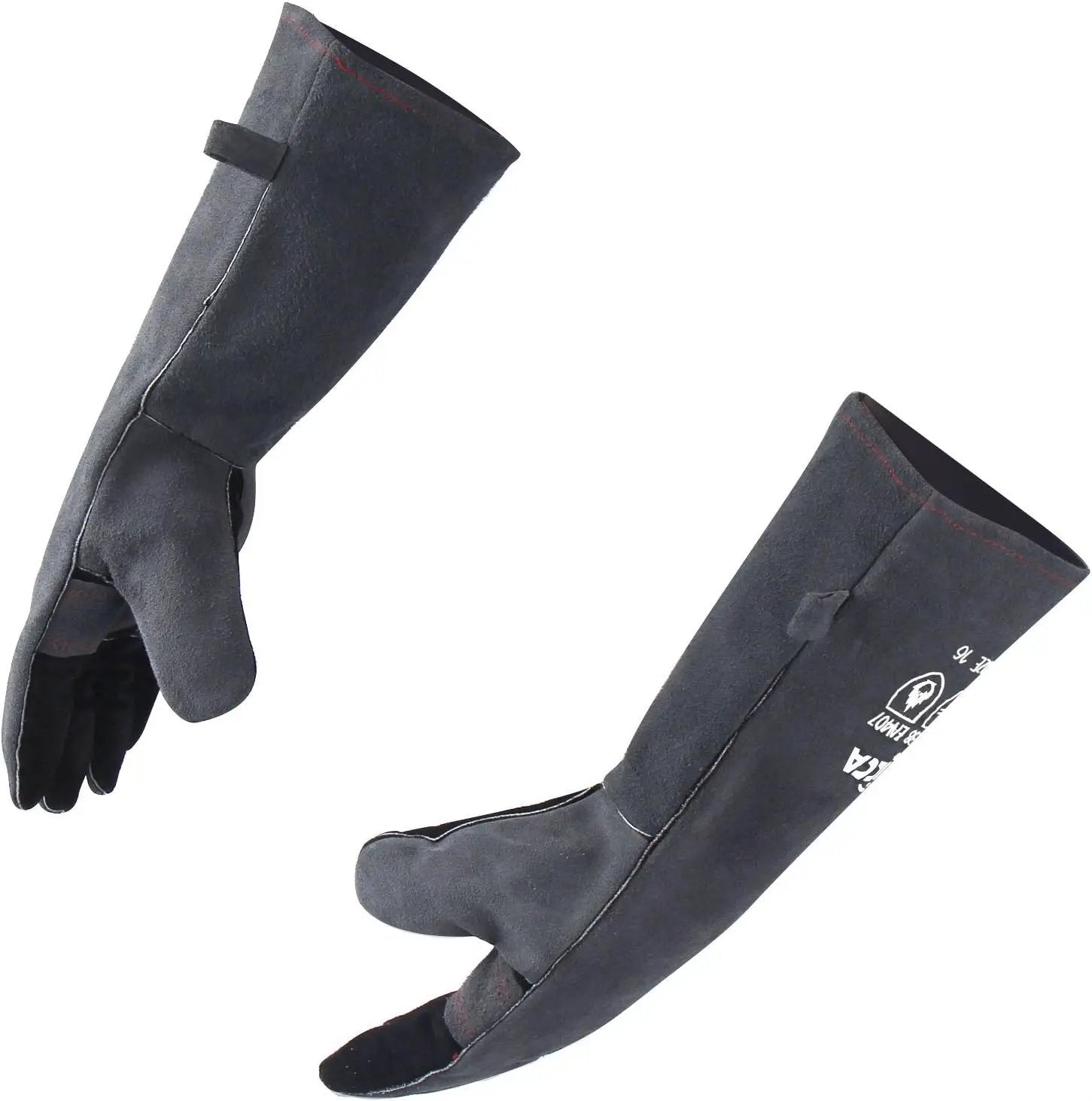 RAPICCA Fireplace Gloves Fire Heat Resistant: Grey 16IN 662℉- Fireproof Leather for Fireplace Fire pit Wood stove Campfire Furnace BBQ Grill Oven Stick Mig Welding Welder Gear - Birthday Gift for men by GreenHaven Gardens