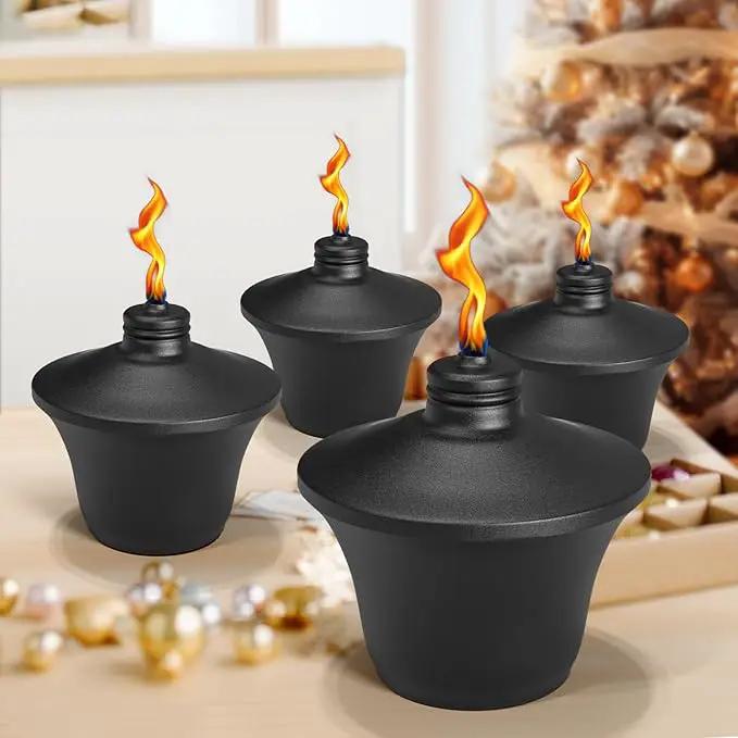 6-Pack Citronella Tabletop Torches, 14.5 oz Table Top Torches for Outdoor, Metal Oil Burner Candles, Garden Torches with Fiberglass Wick for Yard, Patio, Deck, Garden, Party, Landscape by GreenHaven Gardens