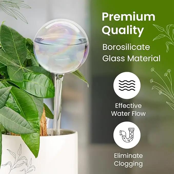 Large 4 Pcs Iridescent Self Watering Globes, Glass Rainbow Plant Watering Globes, Self Watering Planter Insert, Automatic Plant Waterer Indoor, Plant Watering Devices, Plant Water Globe, Watering Bulb by GreenHaven Gardens