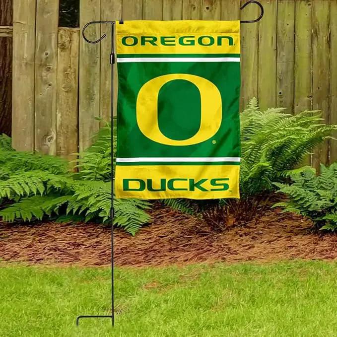 College Flags & Banners Co. Ducks Garden Banner Flag with Flag Pole Stand Set by GreenHaven Gardens
