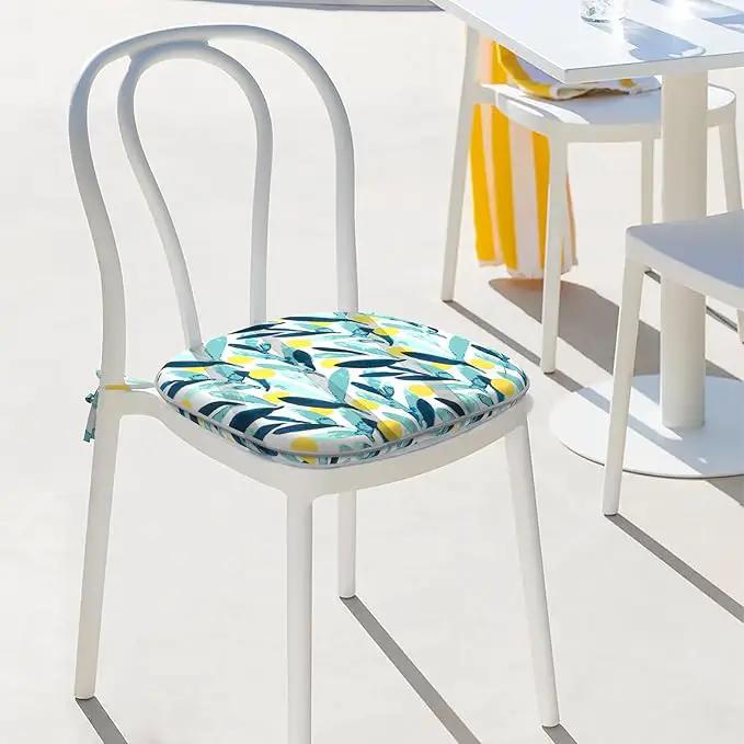 Indoor/Outdoor Chair Cushions 16x17 Inch, Patio Chair Cushions with Ties, All Weather Seat Cushions for Patio Furniture Home Garden Chair Use, Set of 4, Leaves Multi by GreenHaven Gardens