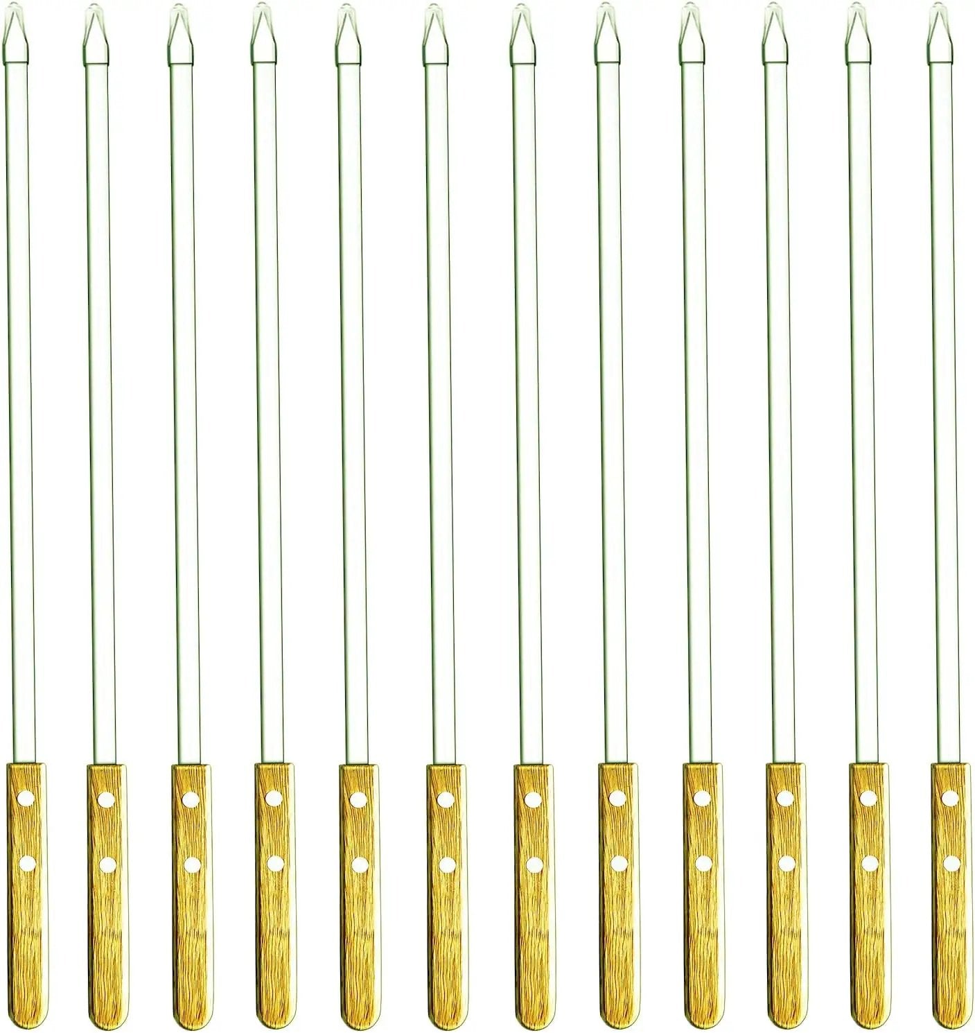 23.5 Inch Extra Long Large Kabob Skewers,12pcs Flat Wide Stainless Steel BBQ Skewer,Reusable Barbecue Stick for Grilling,Metal Heavy Duty Thick Kebab with Wooden Handle with Bag. by GreenHaven Gardens