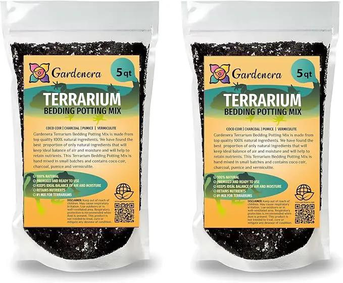 Elevate Your Terrariums with Gardenera Terrarium Potting Mix - Carefully Mixed Coco Coir, Charcoal, Pumice, and Vermiculite - 10 QUARTS by GreenHaven Gardens