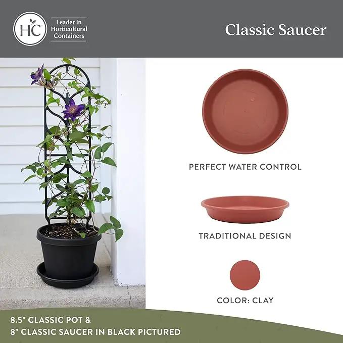The HC Companies Flower Pot Saucers - Plastic Plant Saucer for Outdoors & Indoors - Traditional Design Plant Pot Trays for Water Drainage - Durable & Stylish Round Plant Tray (21-inch Clay) by GreenHaven Gardens
