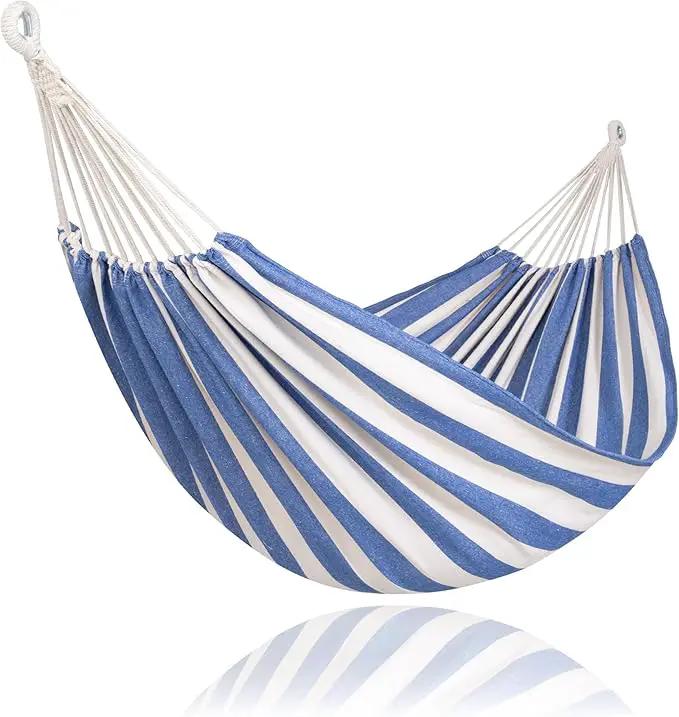 SUNCREAT Large Hammocks for Outside, Long Replacement Hammock Two Person for Stand, Blue White Stripes by GreenHaven Gardens