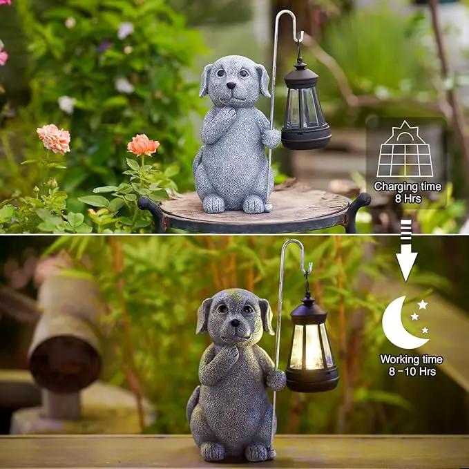 Dog Statue with Solar Lantern - Outdoor Decor Dog Figurines for Garden Lawn Patio Balcony, Outdoor Statues Unique Gifts for Women Moms Grandma by GreenHaven Gardens
