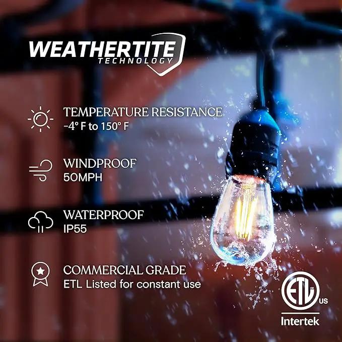 Brightech Ambience Pro - 24 Ft Waterproof LED Outdoor String Lights - Hanging, Dimmable 2W Vintage Edison Bulbs - Commercial Grade Patio Lights Create Cafe Ambience in Your Backyard, 7 Bulbs by GreenHaven Gardens