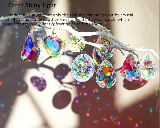Crystal Prism Suncatchers, Rainbow Hanging Crystals Ornament Pendant for Window, Chandelier Part Replacement for Lamps Decoration,Pack of 12 by GreenHaven Gardens