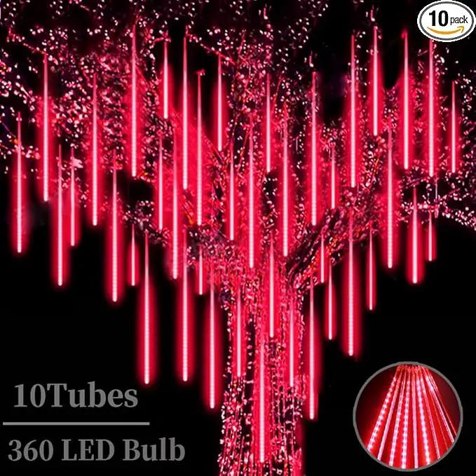 Meteor Shower Lights, Christmas Lights, 12 Inch 10 Tube 360 LED Rain Falling Icicle Cascading Lights for Xmas Tree Halloween Patio Garden Roof Eaves Decoration by GreenHaven Gardens
