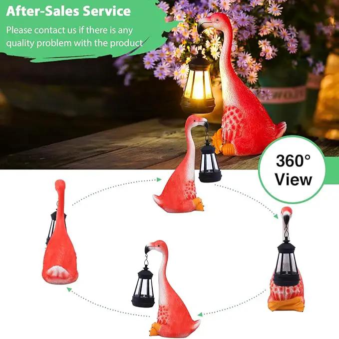 Goodeco Flamingo Statue with Solar Lantern - Artistic Pink Flamingo Decor for Outdoor Garden & Home, Flamingo Gifts for Women - Flamingo Lamp with Solar Lights Outdoor, LD602291 by GreenHaven Gardens