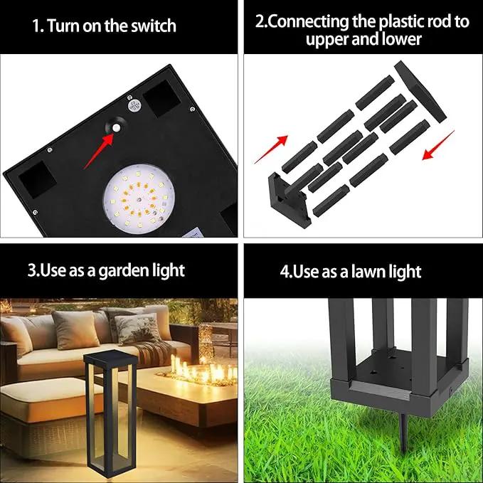 Solar Patio Floor Lamp Outdoor, 2 Pack Solar Landscape Path Lights with 3 Light Modes, Garden Decorations Waterproof 12H Endurance Cordless Landscaping for Porch Lawn Yard Backyard (Black) by GreenHaven Gardens