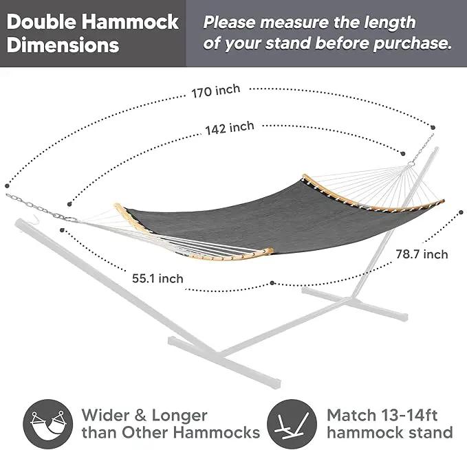 SUNCREAT Hammocks Portable Double Outdoor Hammock, 450lbs Capacity, Quick Dry 2 Person Hammock with Carrying Bag, Dark Gray by GreenHaven Gardens