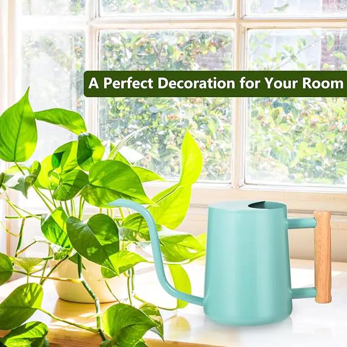 Watering Can Indoor Plants, 35oz Small Watering Can Indoor Stainless Steel Metal Watering Can Modern Decorative Watering Pot with Long Spout for Indoor House Plant Bonsai Outdoor Garden Flowers -Green by GreenHaven Gardens