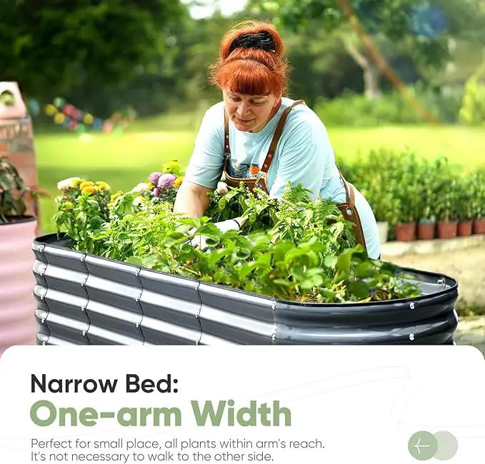 KING BIRD Raised Garden Bed 2.85 ft Tall 9 in 1 Galvanized Planter Garden Box Outdoor for Gardening, Deep Root Vegetables, Flowers 6.6x1.96x2.85 ft, Dark Grey by GreenHaven Gardens