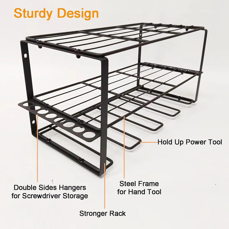 Tool Organizer, Power Tool Organizer Wall Mount with 3 Layers Tool Storage Rack for Drill Holders (Medium) by GreenHaven Gardens