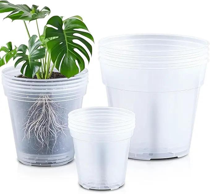 Vesici Large Size Clear Nursery Pots Variety Pack Plant Pots with Drainage Holes Planters for Indoor Plants Flexible Transparent Plastic Plant Bottle Succulents(12 Pcs,5/7/9 Inch) by GreenHaven Gardens