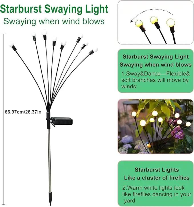 Garden Lights Outdoor, 2 Pack 20 LED Solar Firefly Lights Waterproof, Sway by Wind, Solar Swaying Light for Yard Patio Backyard Garden Planter Flower Bed Pathway Outdoor Decoration (Warm White) by GreenHaven Gardens