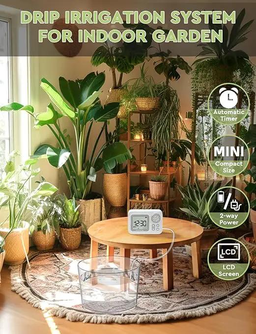 [2025 Upgraded] Automatic Drip Irrigation Kit, 15 Potted Indoor Houseplants Support, Indoor Automatic Watering System for Plants, with Digital Programmable Water Timer by GreenHaven Gardens