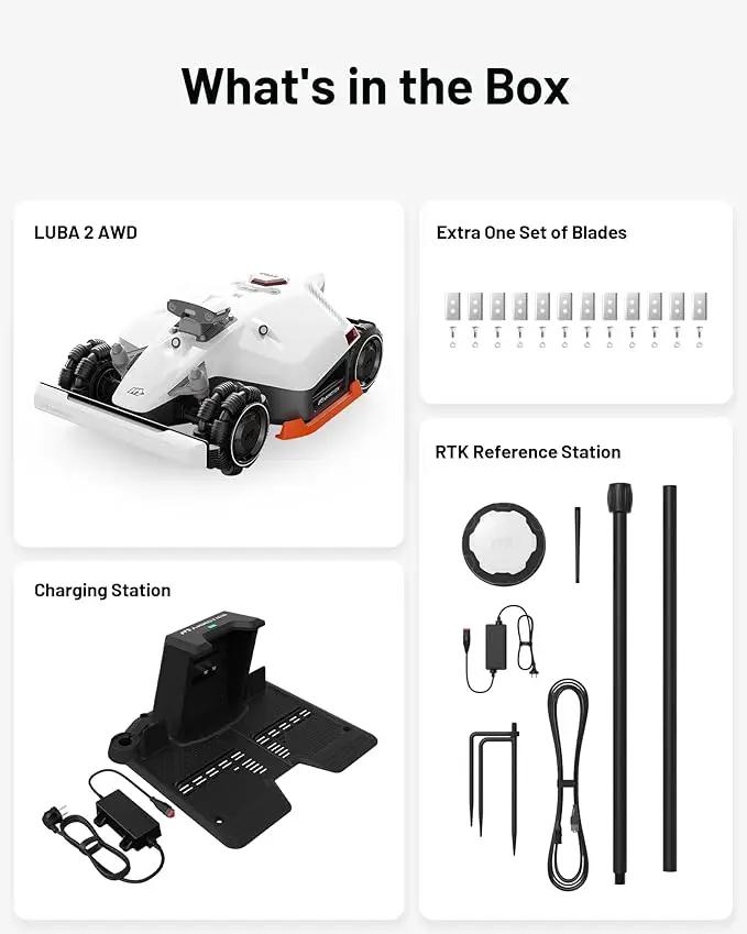 LUBA 2 AWD 3000X Robot Lawn Mower with 4G, Reception 0.75 Acre, Max. 0.89 Acre, All-Wheel-Drive for 80% Slope, UltraSense AI Vision & RTK Automatic Edge Mapping, 1.0"-2.7" Cutting Height by GreenHaven Gardens