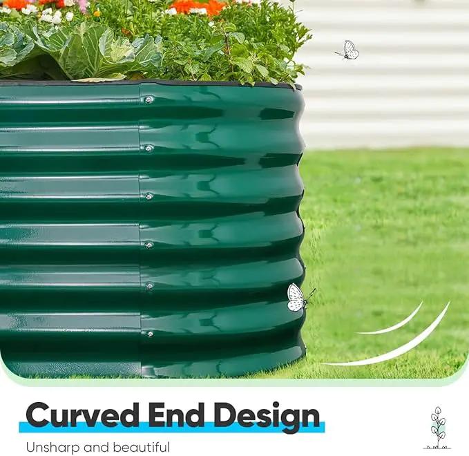 Quictent Galvanized Raised Garden Bed Kit, 8x4x2 ft Oval Metal Planter Box Tall for Vegetables Outdoor Backyard, Rubber Strip Edging Included (Dark Green) by GreenHaven Gardens