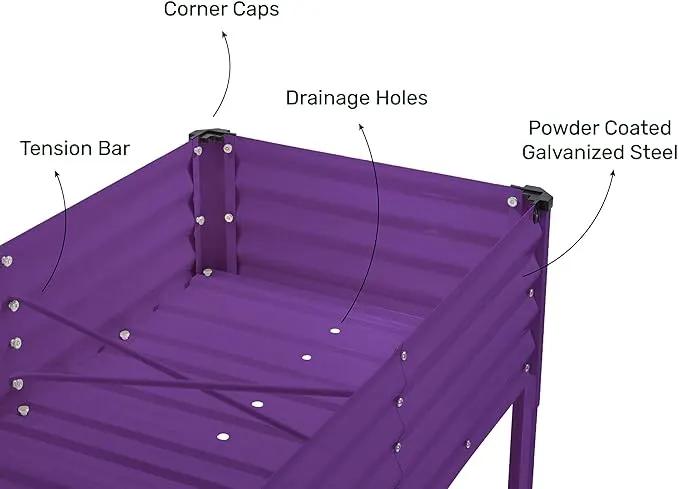 Galvanized Raised Garden Beds Outdoor with Legs // 48×24×31in Elevated Planter Box for Vegetables, Flowers (Purple) // Large Metal Garden Bed for Backyard Patio Gardening by GreenHaven Gardens