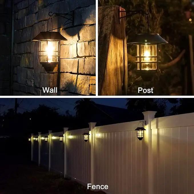Solar Lantern Outdoor Lights, Hanging Waterproof Lantern Lights with Wall Mount Kit for Garden Porch Fence 2 Pack by GreenHaven Gardens