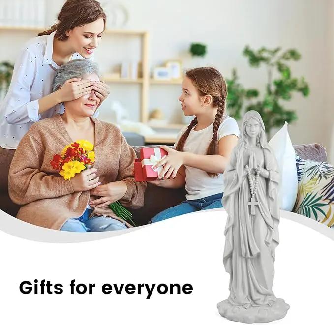 Virgin Mary Praying Statue 31.49 Inch Tall Outdoor Garden Religious Garden Statue Mary Statue Outdoor Yard Patio Deck Home Entryway Hallway Sculpture Magnesium Oxide Stone （White Virgin Mary） by GreenHaven Gardens