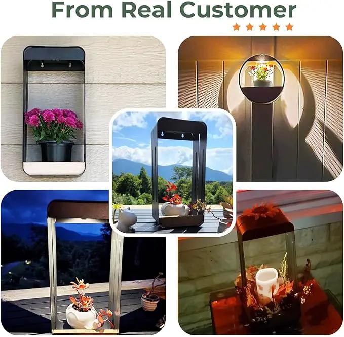 Grand patio Outdoor LED Solar Power Wall Sconce Shelf Planter, Waterproof Decor Wall Lamp Light for Porch, Patio. Solar Energy, Black(L-Rectangle) by GreenHaven Gardens