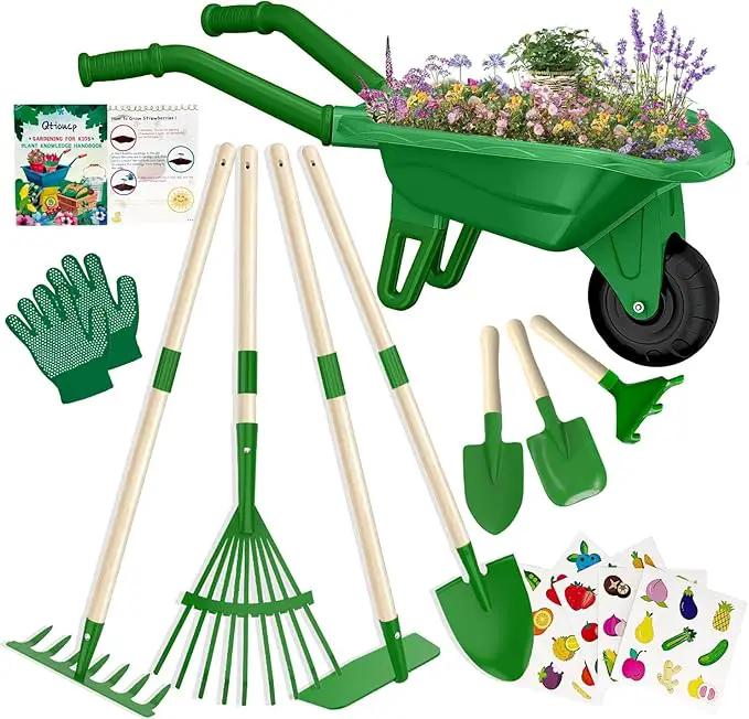Kids Gardening Tools Outdoor Toys Set Backyard Play with Wheelbarrow Educational STEM Learning Pretend Toys Outdoor Indoor for Toddlers Kids Boys Girls by GreenHaven Gardens