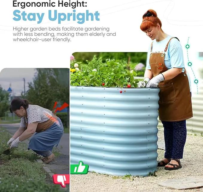 KING BIRD Raised Garden Bed 2.85 ft Tall 9 in 1 Galvanized Planter Garden Box Outdoor for Gardening, Deep Root Vegetables, Flowers 78.7X23.6X34.2 in, Light Blue by GreenHaven Gardens