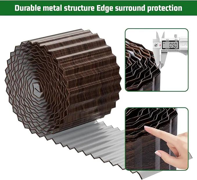 SnugNiture Corrugated Metal Garden Edging,8" x 20' Sturdy Lawn Edging Border,Landscape Edging Border for Lawn, Flower Bed,Garden and Yard(Brown) by GreenHaven Gardens
