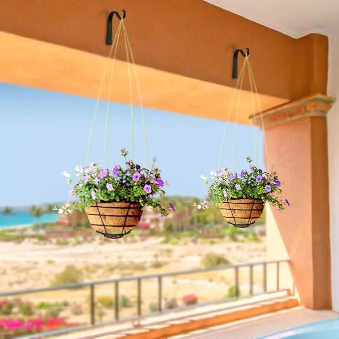 5 Inch Outdoor Decorative Iron Small Plant Lantern Hooks for Wall Hanging Solar Lanterns, Rust Resistant Heavy Duty, Black by GreenHaven Gardens