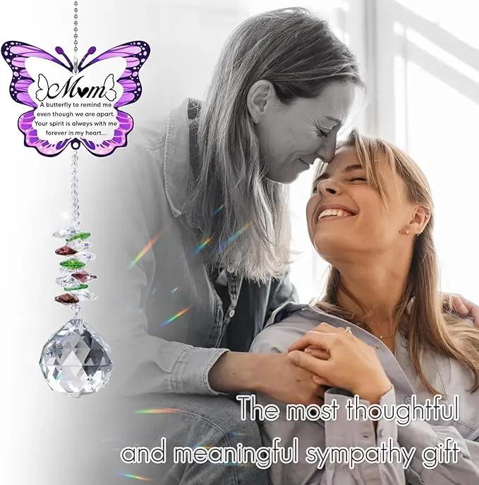 Memorial Gifts for Loss of Mom,Loss of Mother Sympathy Gifts,Sympathy Gift Idea Crystal Ball Suncatcher,Hanging Crystals Ornament for Window,Rainbow Maker by GreenHaven Gardens