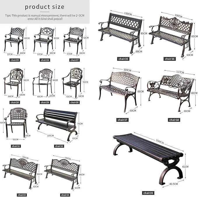 Outdoor Dining Chair Cast Aluminum Patio Chairs Set of 2 All-Weather Patio Dining Chair with Adjustable Feet for Backyard Garden (Positive Lattice Landscape Chair) by GreenHaven Gardens
