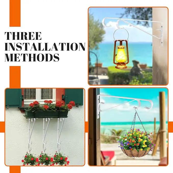 Plant Hangers Outdoor (2 Pack-15.5 Inch White) Plant Hooks Heavy Duty Iron Plant Hanger Hook for Wall, Hanging Plant Bracket for Planters, Bird Feeders, Lanterns, Wind Chimes, Outdoor by GreenHaven Gardens