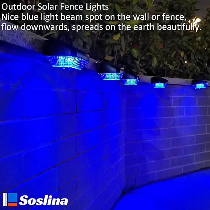 4 Pack Solar Step Lights Outdoor Waterproof, Solar Wall Lights Outdoor, Last All Night, Solar Fence Lights for Fence Garden Step Yard Decking Patio (Blue) by GreenHaven Gardens