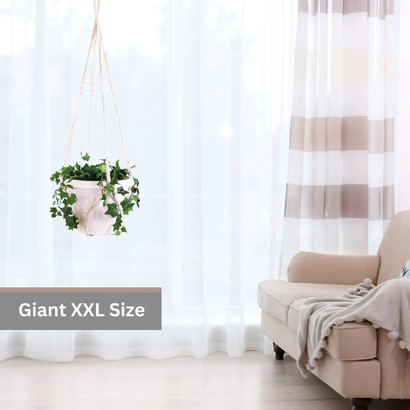 Giant XXL 55 Inches Macrame Planter Hanger Large for 15 inch Pot + Swag Hook | Extra Large Hanging Planter for Indoor Plants | No Pot/Plant Included (XXL) by GreenHaven Gardens