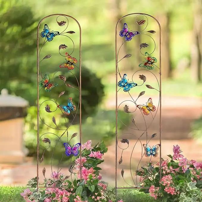 Set of 2 Butterfly Metal Garden Trellis for Climbing Plants, Decorative Vegetables Flowers Vine Trellis for Outdoor Patio 60'' H x 11'' W by GreenHaven Gardens