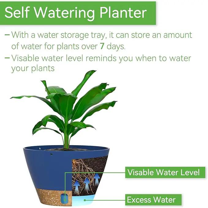 ZMTECH Hanging Planters for Indoor Plants Set of 2 Self Watering Hanging Pots Hanging Baskets Hanging Flower Pots for Outdoor Hanging Plants(8 Inch, Blue) by GreenHaven Gardens