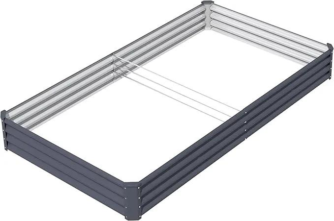 8X4X1ft Raised Garden Bed Kit,Galvanized Raised Garden Beds Outdoor,Large Metal Planter Box Steel Kit Flower Herb,Vegetables..Dark Gray by GreenHaven Gardens
